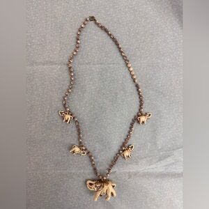 Handcrafted Brown Elephant Charm Beaded Necklace - Women Jewelry
